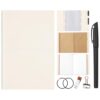 Eaasty Leather A5 Travelers Journal Notebook Cover with Inner Pockets, Card Slots and Pen Holder, Travelers Journal Inserts, PVC Folder, Binder Clip and Elastic Bands for Women Men(White)