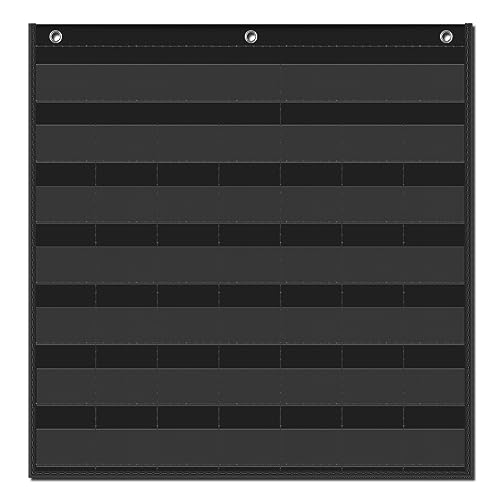 EAMAY Classroom Monthly Calendar Pocket Chart for 2.75 * 2.75 Cards,Homeschool Supplies and Classroom Must Haves! Only Chart(Black)
