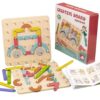 Early Educational Wood Pegboard Puzzle Toy Wood Puzzle Toy Hand-Eye Training Building Blocks for
