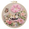 Earphone Cat Long Stitch DIY Stamped Embroidery Starter Kit for Beginners