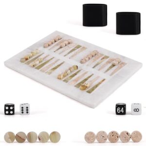 Earthen Crafts Marble Backgammon Set for Adults 16 Inches White Board