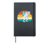 Earth Riding Trex Sunset Retro Dinosaur Boys Kids Toddlers Hardcover Journal, Black