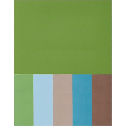 Earth Tones Cardstock Paper 8.5 x 11-50 Sheets 65lb/176gsm Solid Core - Olive Green Brown Tan Teal Blue - Acid Free Card Stock for Scrapbooking Crafts Card Making - Made in USA