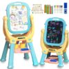 Easel for Kids,Double-Sided Magnetic Rotating Whiteboard Chalkboard