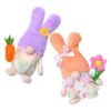 Easter Bunny and Flower 2pcs Gnome Plush Rabbit Figurine with Carrot