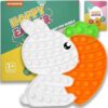 Easter Bunny Poppers, Bunny Carrot Pop Bubble Fidget Sensory Toy, Puzzle Popper, Easter Gifts for Kids,Toddler, Easter Basket for Toddlers Girl, Easter Toys, Stocking Easter Basket Stuffers (White)