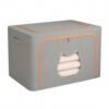 Easy-Access Foldable Storage Bin with Lid, Stackable Polyester Fabric Container for Closet and Under Bed Organization, 15.4 x 11.4 x 7.9 Inches