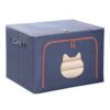Easy-Access Foldable Storage Bin with Lid, Stackable Polyester Fabric Container for Closet and Under Bed Organization, 15.4 x 11.4 x 7.9 Inches