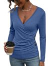 EasyGala Womens Long Sleeve Deep V Neck Tops Slim Fit Shirts Sexy Outfits