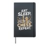 Eat Sleep Chess Repeat Chess Player Checkmate Strategy Hardcover Journal, Black