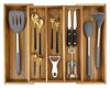 EcoFives Luxury Acacia Silverware Organizer -Kitchen Drawer Organizer - Utensil Holder and Cutlery Organizer with Grooved Drawer Dividers for Flatware and Kitchen Utensils (5 Slot)