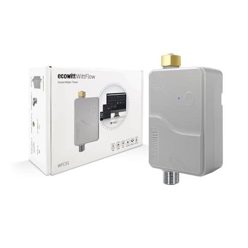 ECOWITT WittFlow Smart Water Timer WFC01, Hose Timer with Built-in Water Thermometer&Flow Meter, NPT Thread Standard, Plan and Smart Mode, APP Remote Control, Need to Pair with IoT Gateway, 915 MHz