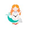 ED-Lumos Mermaid Wall Clock for Kids Room, Cute Cartoon Girl with Swinging Fish Pendulum, Silent Non-Ticking Battery Operated Nursery Decor, Educational Time Teaching Aid (Battery Not Included)
