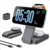 Eddibox 3 in 1 Nightstand Wireless Charging Station for MagSafe, Bedside Magnetic Charger Stand for iPhone 17 16 15 14, Foldable Travel Phone and Watch Dock with Night Light for Apple Watch/AirPods