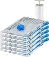 Edelefas Vacuum Storage Bags, 5 Pack Large Clear 19.69 x 27.56 Inch Space Saver Vacuum Seal Bags for Clothes, Bedding & Linens, Reusable Compression Storage Bags with Free Hand Pump