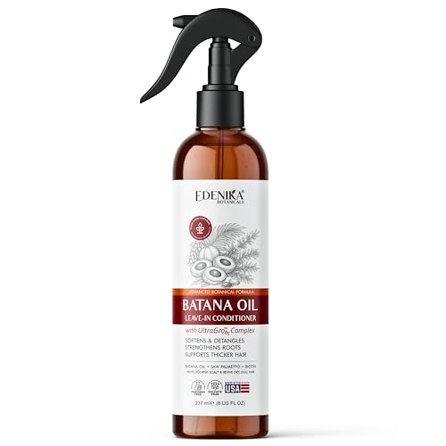 EDENIKA BOTANICALS Batana Oil Leave-In Conditioner & Hair Detangler Spray with Biotin & Saw Palmetto, Helps Strengthen Roots, Supports Thicker, Healthier-Looking Hair, Sulfate-Free