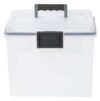 EDGUIOLV 19 Qt Clear Plastic Portable File Storage Box With Organizer Lid, Waterproof Seal & Secure Latches, Stackable Letter Legal Size Document Tote With Top Handle For Office Home Classroom