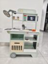 EDUBEBO 2-in-1 Reversible Wooden Vet Clinic & Doctor Center, Mobile Medical Cart Pretend Play Station with X-Ray & Lights, Birthday for Kids Toddlers Ages 3+