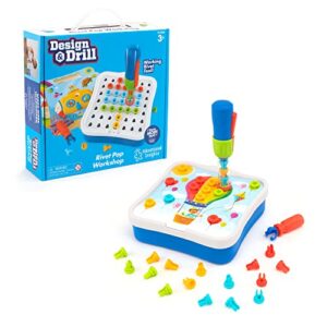 Educational Insights Design & Drill Rivet Pop Workshop - Fine Motor Toys for Toddlers 3-4, Creative Construction Toys, Pop Rivet Set with Real Tools for Kids, Toddler STEM Toy, Independent Learning