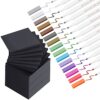 Eersida 27 Pack Black Sticky Notes and Metallic Pens 12 Pack 3 x 3 Inches First Day of School Black Sticky Notes 600 Pages and 15 Colored Metallic for Office Back to School Home Supplies