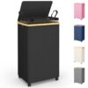 efluky 100L Laundry Basket with Wheels and Lid, Rolling Laundry Hamper with Bamboo Handles and Removable Bag, Dirty Clothes Hamper on Wheels for Laundry Room Organizer, Dorm