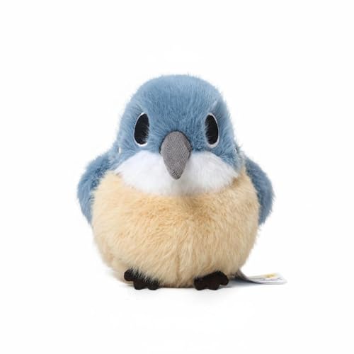 EHJRE Bird Doll Stuffed Animal Soft Toy Embroidered Short Polyester Fiber Silky Smooth Long Fluffiness Weighted Base Companion for Bird Lovers Suitable for Desk Bedroom, Kingfisher
