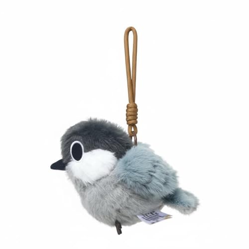 EHJRE Bird Doll Stuffed Animal Soft Toy Embroidered Short Polyester Fiber Silky Smooth Long Fluffiness Weighted Base Companion for Bird Lovers Suitable for Desk Bedroom, Great Tit W Lanyard