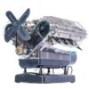 EHJRE Miniature Engine Assembly V8 Engine Model Kit Display with Transparent Housing Belt and Pulley System Metal Look Parts Educational Wiring Suitable for Office desks classrooms Home workshops