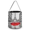 Eiffel Tower Paris Red Umbrella Halloween Candy Bags Trick Or Treat Bucket