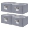 EITMOW 11 inch Woven Fabric Bins, Storage Baskets, Storage Cubes with Reinforced Handles, Organizer Bins for Closet Shelves, Foldable (4, Gray)