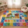 ELAVORITHA ABC Words Kids Rug, Alphabet Learning Playroom Carpet, 3 x 5 ft
