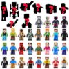 ELECBYTES 36 PCS Pixel‑Style Minifigures Set Building Blocks Action Figures with Swords & Pickaxes, Creeper Animal Figures
