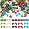 Elecrelive 100Pcs Small Acrylic Bow Beads for Crafts, Golden Metal Enlaced Bowknot Beads for Jewelry Making Necklaces Bracelets Earrings