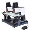 Electric Double Stapler Binding Machine, Heavy Duty A3/A4 Flat and Saddle Stitcher, Desktop Paper Binder with Foot Pedal, 40-Sheet Capacity, 9 Levels, Adjustable Depth