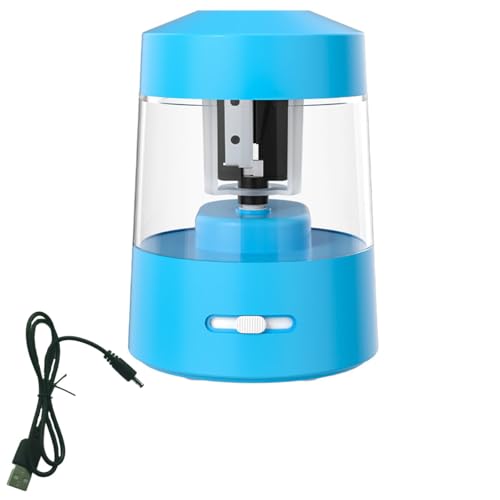 Electric Pencil Sharpener,Heavy-Duty Helical Blade to Fast Sharpen, Auto Stop for No.2/Colored Pencils(6-8mm), AC Adapter/Battery Operated in School Classroom/Office/Home (Blue)
