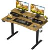 Electric Standing Desk with 2 Drawers & Monitor Shelf, 47.2", Rustic Brown