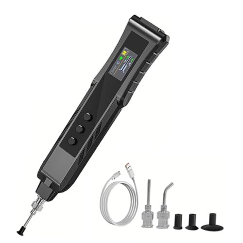 Electric Vacuum Suction Pen with Tft Color Display Screen, Rechargeable SMD Ic Pick Up Tool Kit with 2 Replaceable Suction Heads & 3 Suction Cups, Electronic Component Handler for PCB Repair,