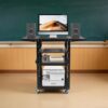 Eleeferri 3-Tier Rolling AV Cart with Drop Leaves Power Strip
