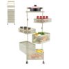 Eleeferri 6-Tier Rolling Storage Cart with Wood Handle & Detachable Baskets