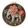 Elephant Stamped Cross Stitch Embroidery Kit with Hoop