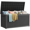 Eleura Home Outdoor Storage Box 320GAL Waterproof Resin Deck Box,Pool Accessories Supplies，UV-Resistant Lockable Package Delivery Bin，Black