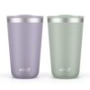 Ello 16oz Stainless Steel Stacking Cups with Lids, 2 Pack, Soft Plum/Sage