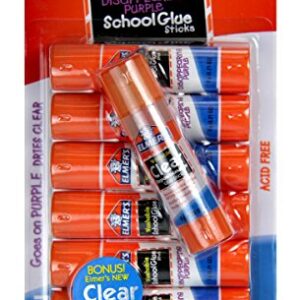 Elmer's Disappearing Purple (6g) and Clear Re-Stick School Glue Sticks (8g), Washable, 6 Grams, 7 Count
