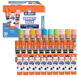 Elmer's Glue Sticks Variety Pack, Featuring BlooStick Buddies, Disappearing Purple, and Scented Glue Sticks, Assorted, 6 Grams, 30 Count - Arts & Crafts, Fun Classroom Supplies, #1 Teacher Brand