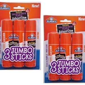 Elmers Jumbo Disappearing Purple School Glue Stick, 1.4 oz, 3 Pack