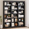 ELYKEN 71" Tall Triple Wide Bookshelf, Large 6 Tier Arch Black Bookcase