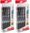 ENERGEL Pentel RTX Retractable Liquid Gel Pen, (0.7mm), Medium Line, Metal Tip, Black Ink, Window (BL77PC12A1) (Pack of 2, 12 Count Total)