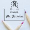 English Springer Spaniel Peeking Ex Libris Book Stamp, Duo Hand Mount