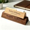 Engraved Wooden Name Plate for Desk, Desk Name Plate Holder Personalized