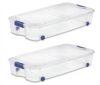 ENUILSZ 66 Quart Latching Underbed Wheeled Storage Bin, 2 pack, Clear Plastic Storage Container with Latch Lid, Blue, stackable for toys, food, seasonal items in closet, garage, or pantry